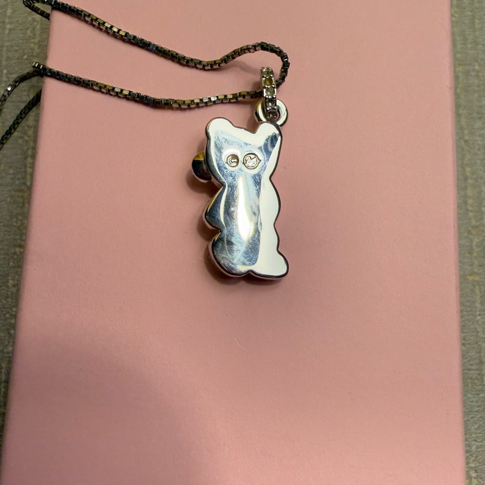 Vintage Swarovski Crystal Silver Bear Pendant Necklace - Picture 7 of 9